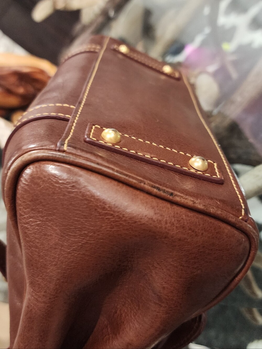Dooney & Bourke Brown Leather Satchel with Gold Hardware - Picture 4 of 7